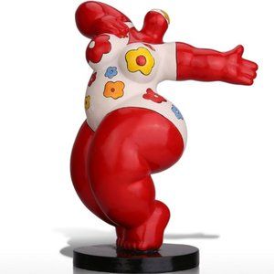 COPY - COLORFUL FAT DANCING LADY SCULPTURE IN RED